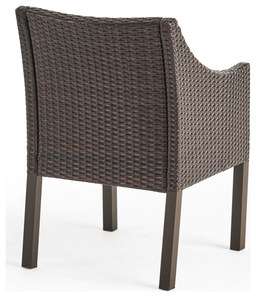 GDF Studio 7-Piece Azore Outdoor Wicker Dining Set With Aluminum Dining Table