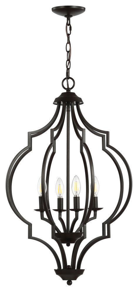 Selema 4-Light 19" Adjustable Ogee Lantern LED Pendant, Bronze by JONATHAN  Y