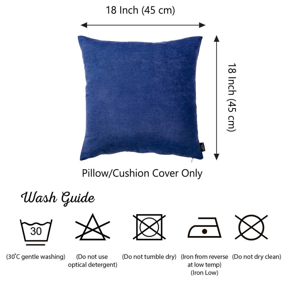 Set Of 2 Sapphire Blue Brushed Twill Decorative Throw Pillow Covers