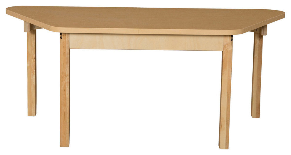 Trapezoidal High Pressure Laminate Table With Hardwood Legs, 26"