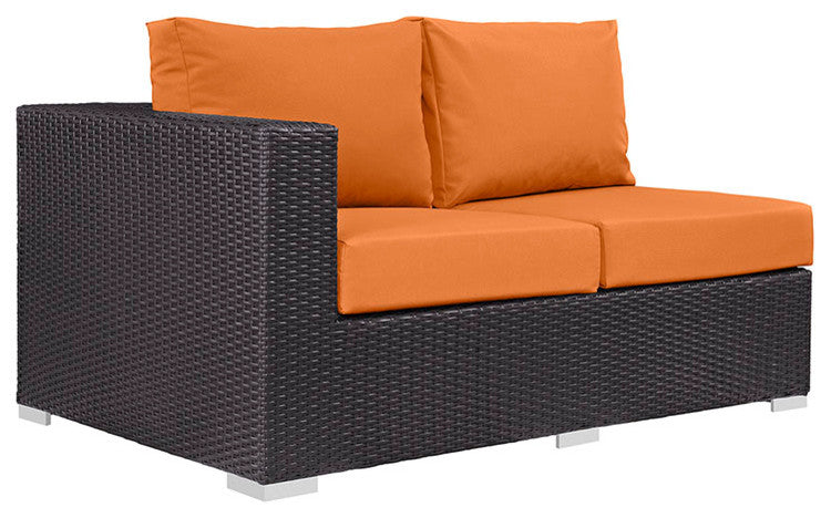 Espresso Orange Convene Outdoor Patio Left Arm Loveseat