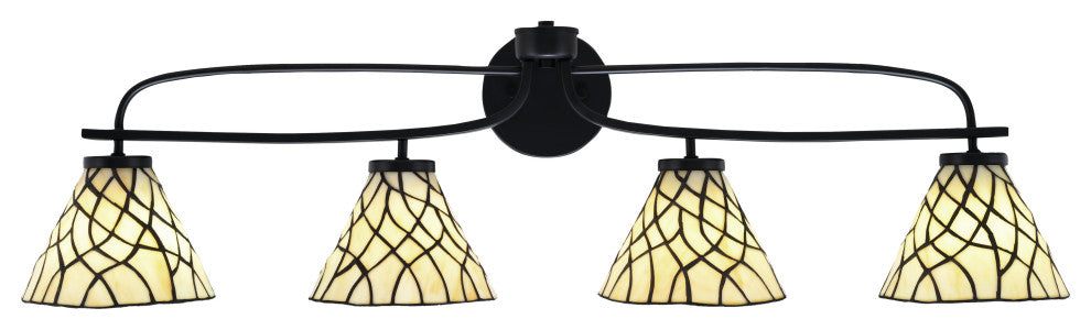Cavella 4 Light Bath Bar, Matte Black Finish, 7" Sandhill Art Glass
