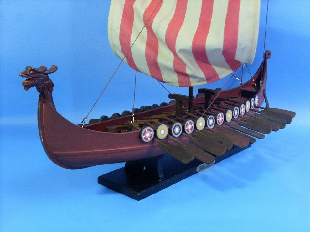 Wooden Viking Drakkar Model Boat, 24"