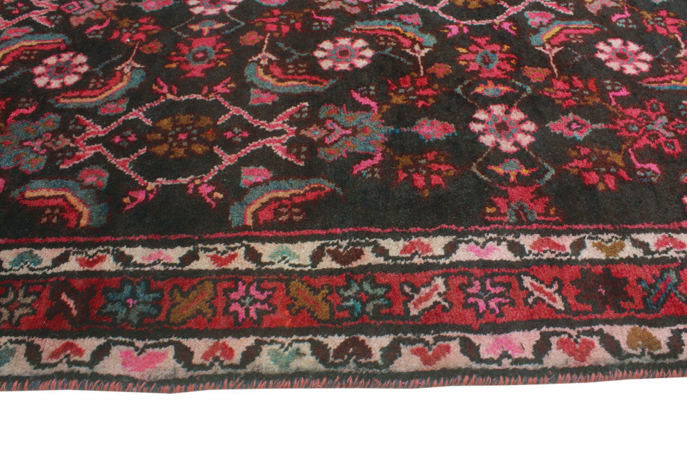 Fine Vintage Distressed Faramarz Charcoal/Red Runner, 3'8x10'0