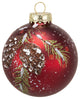 Kurt Adler 80MM Glass Red With Pinecone Design Ball Ornaments, 6 Piece Box Set
