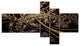 Symmetrical Metallic Fabric, Abstract Print On Canvas, 60"x32", 5 panels