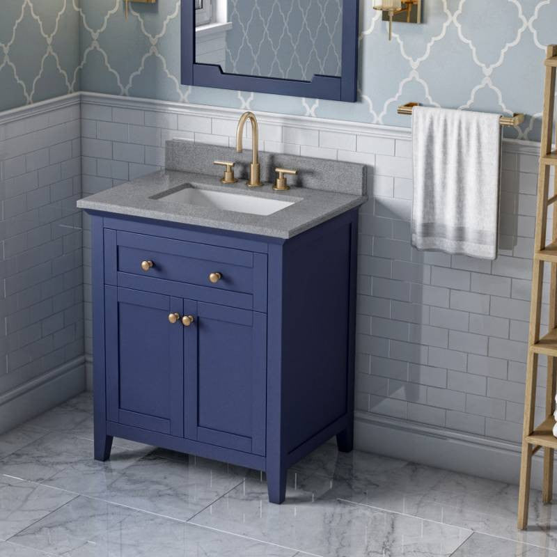 Chatham Traditional 30" Hale Blue Single Sink Vanity, Steel Grey Cultured Marble