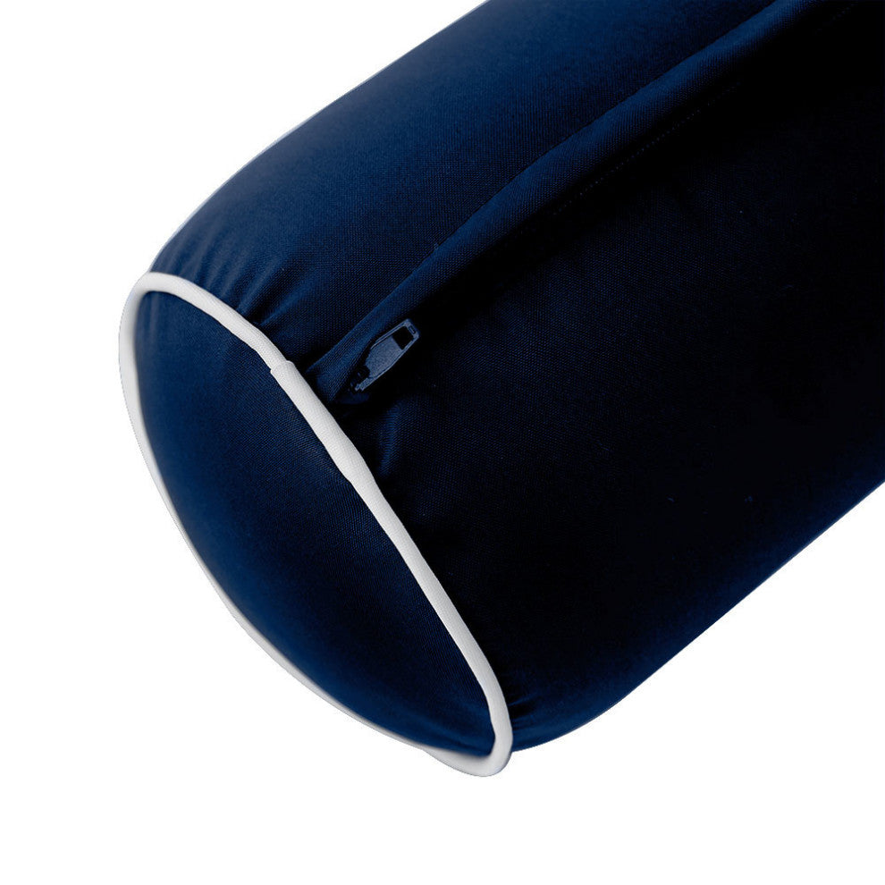 Style 6 Twin-XL Contrast Pipe Trim Bolster Pillow Outdoor Slip Cover ONLY AD101