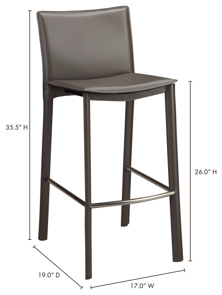 Modern Panca Counter Stool 26" Charcoal - Grey