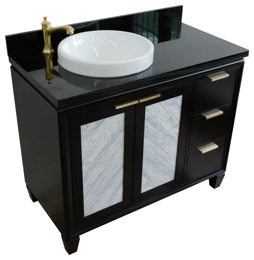 43" Single Vanity, Black Finish With Black Galaxy