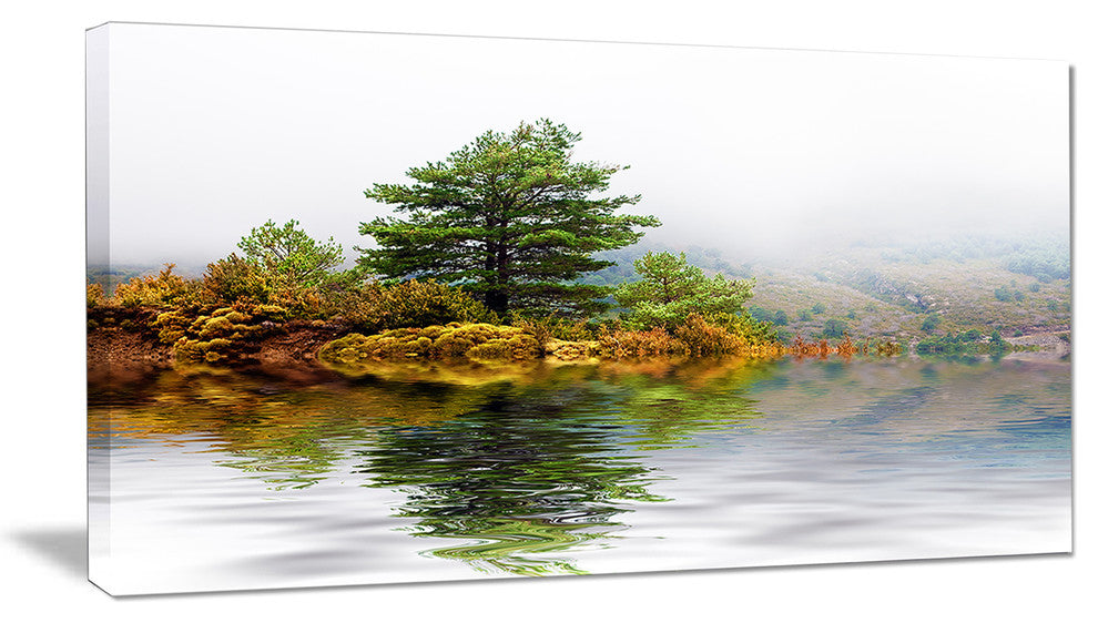 "Pine Tree With Reflection" Landscape Canvas Photo Print, 32"x16"