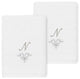 Linum Home Turkish Cotton Monica 2-Piece Embellished Washcloth Set, White