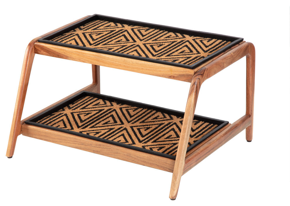 Double-Tier Natural Stand With 2-Pair Rubber Boot Trays Ibadan