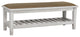 Upholstered Bench With Slatted Bottom Shelf Design, Antique White