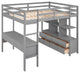 Gewnee Full Size Loft Bed with Built-in Desk with Two Drawers in Gray