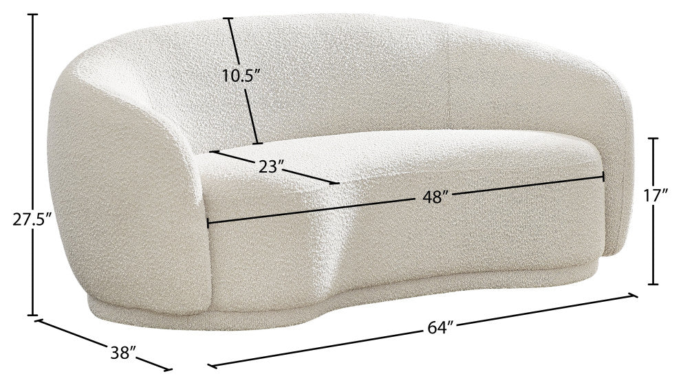 Hyde Boucle Fabric Upholstered, Cream, Loveseat