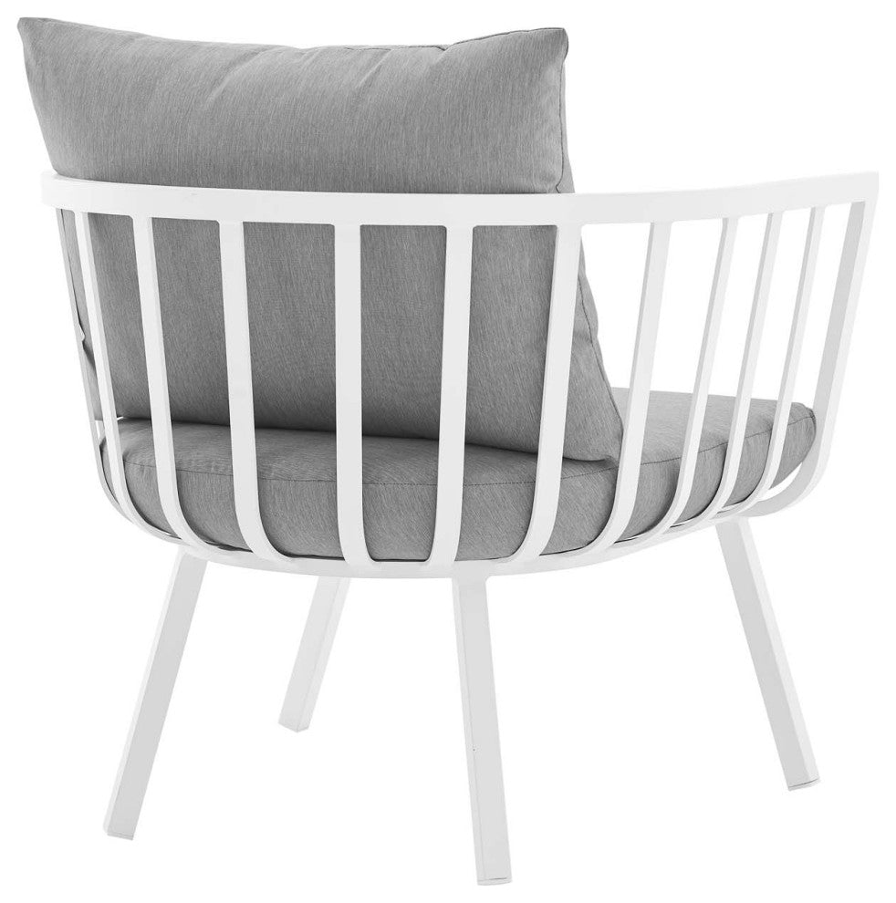 White Gray Riverside Outdoor Patio Aluminum Armchair Set of 2