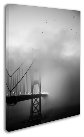 "Golden Gate and Birds" Canvas Art by Moises Levy