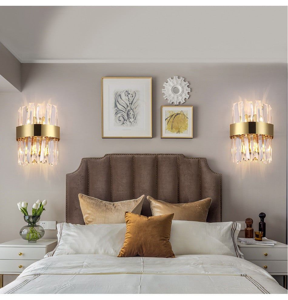 LED Crystal Wall Fixture for bedside., Chrome