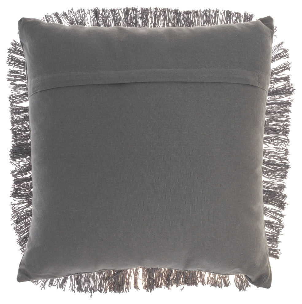 Nourison Home 18"x18" Nicole Curtis Diamond Fringe Charcoal Throw Pillows