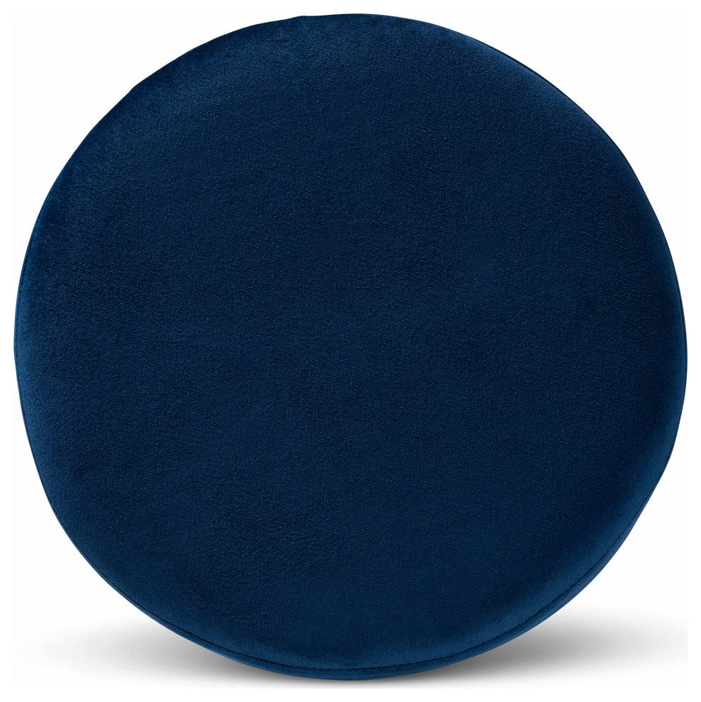 Greaves Glam Velvet Fabric Upholstered Ottoman, Navy Blue/Gold