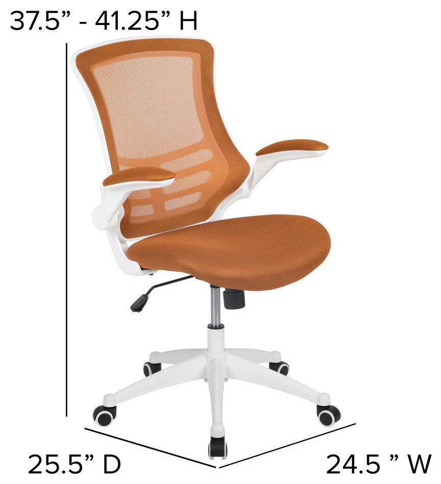 Mid-Back Mesh Swivel Ergonomic Task Office Chair, Tan/White