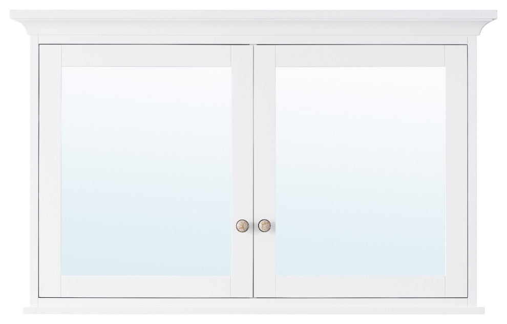 Handmade Solid Wood Medicine Cabinet with Ample Storage Space in White, 40"x30" Double Doors