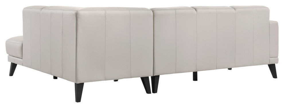 Benzara BM293330 Left Arm Facing Sofa, Mist Gray Finish, Genuine Italian Leather