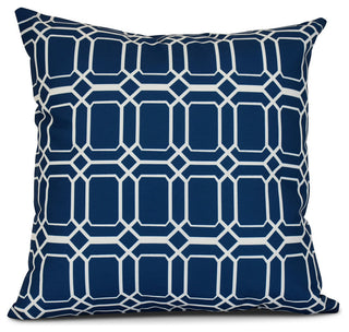 O the Fun, Geometric Print Pillow, Blue, 16"x16"