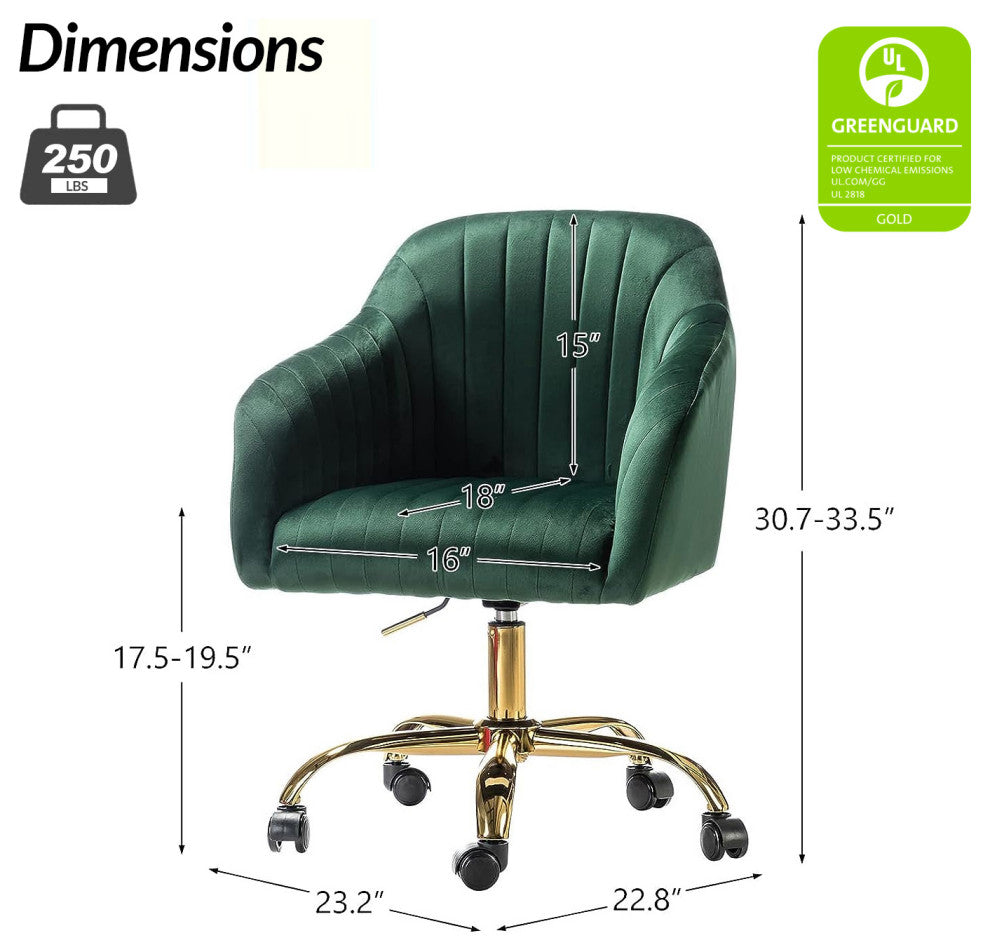 Swivel Rolling Task Chair With Tufted Back, Green