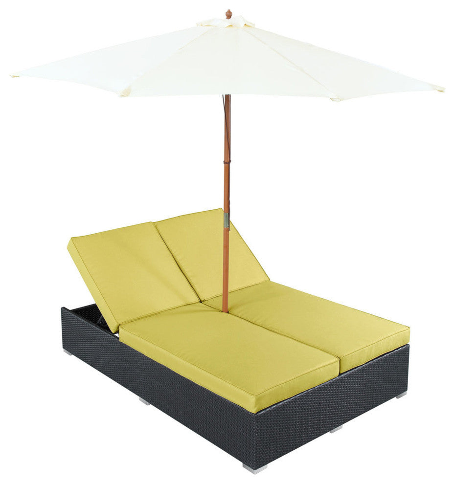 Modern Contemporary Outdoor Patio Rattan and Wicker Chaise Sofa Peridot