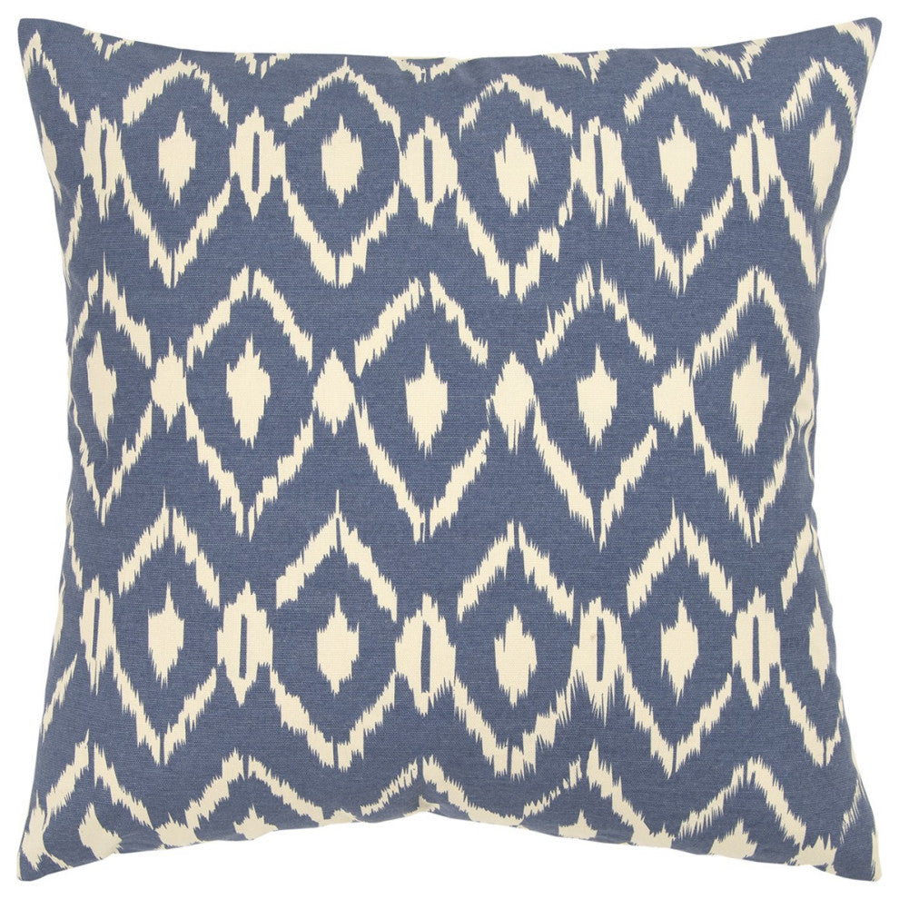 Blue Natural Ikat Down Filled Throw Pillow