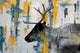 "Teal Yellow Reindeer" Painting Print on Wrapped Canvas, 36"x24"
