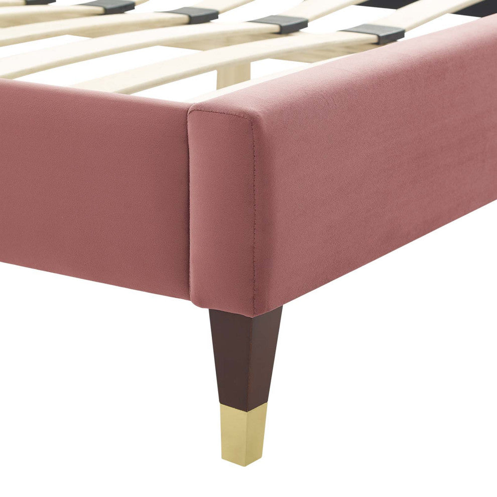 Current Performance Velvet Queen Platform Bed, Dusty Rose