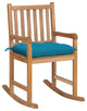 Vidaxl Rocking Chair With Light Blue Cushion Solid Teak Wood
