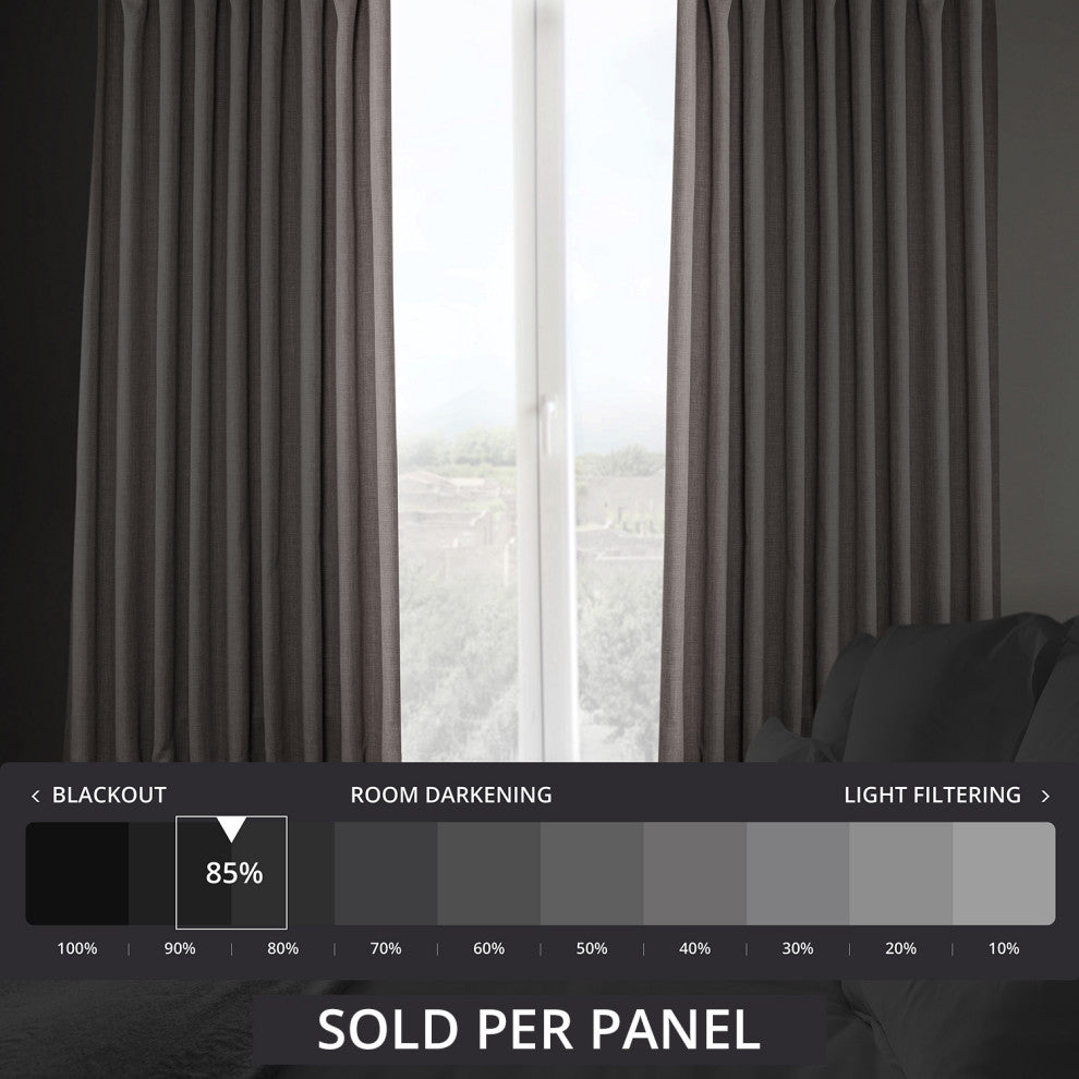 Faux Linen Extra Wide Room Darkening Curtain Single Panel, Mink, 100"x84"