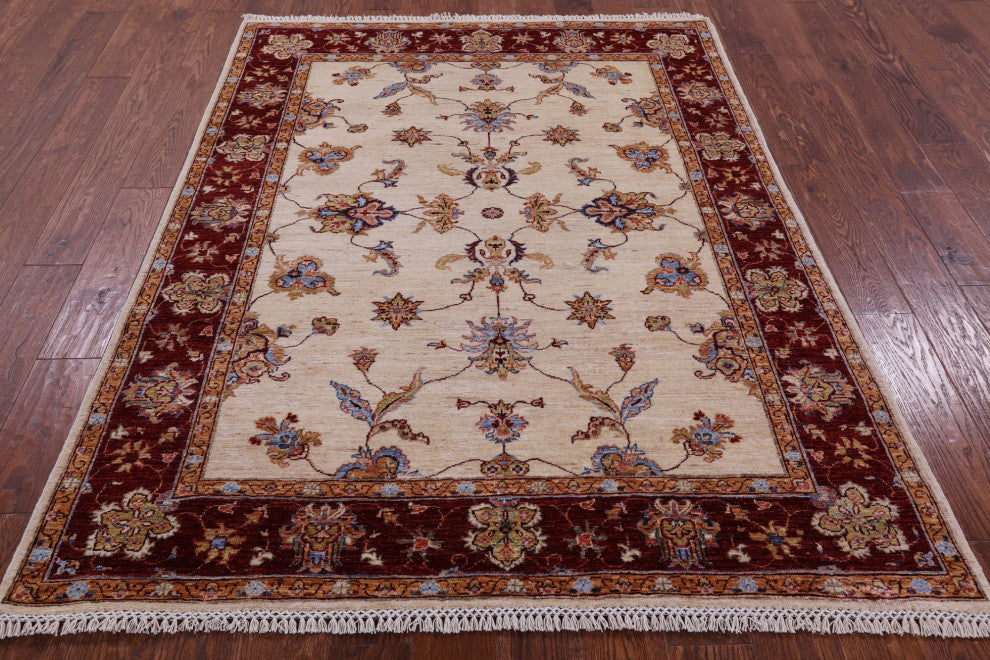 5' 0" X 6' 7" Persian Tabriz Hand Knotted Wool Rug Q11331