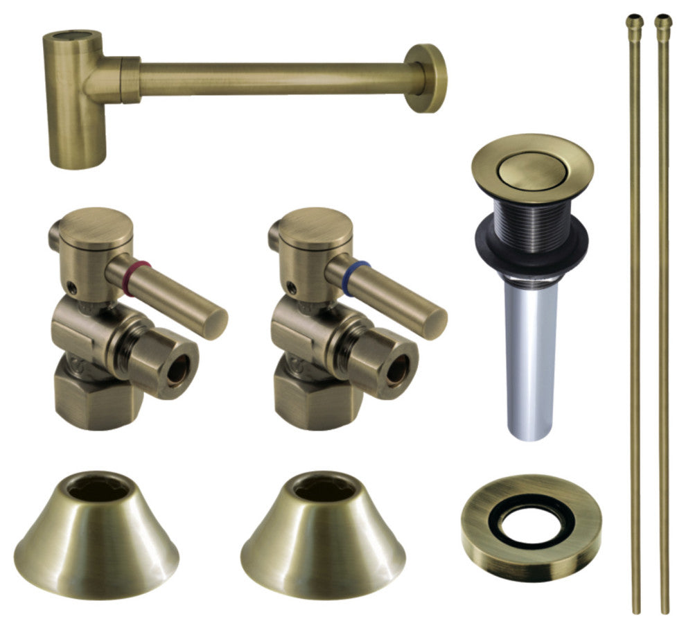 Plumbing Sink Trim Kit, Bottle Trap and Drain, Antique Brass