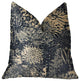 Lazuli Blue and Beige Luxury Throw Pillow, 22"x22"