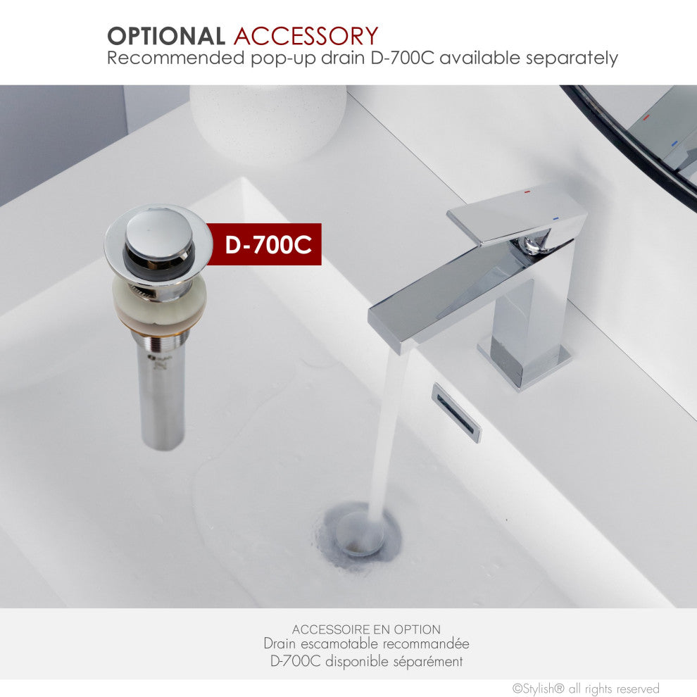 STYLISH Bathroom Faucet Single Handle Polished Chrome Finish, B-112C AVA