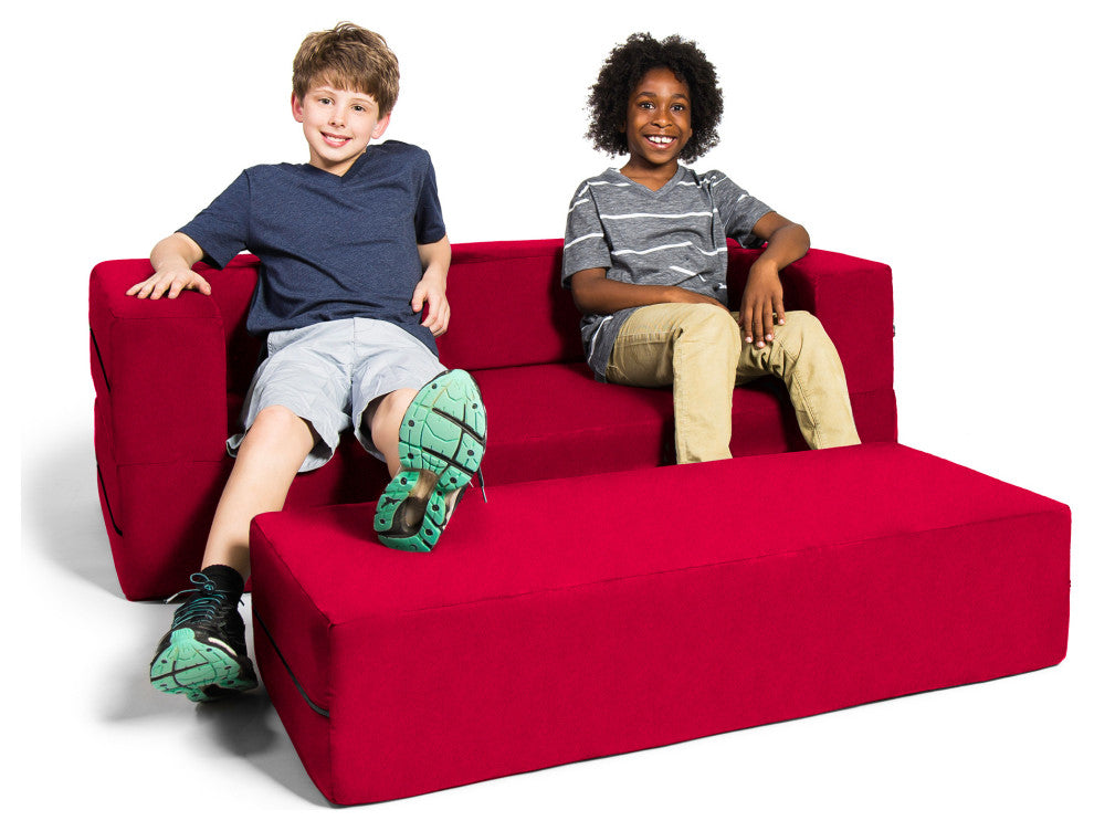 Zipline Big Kids Modular Sofa and Ottoman, Cherry