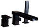 Mill Deck-Mount Waterfall Roman Bathtub Filler Faucet with Handshower, Matte Black