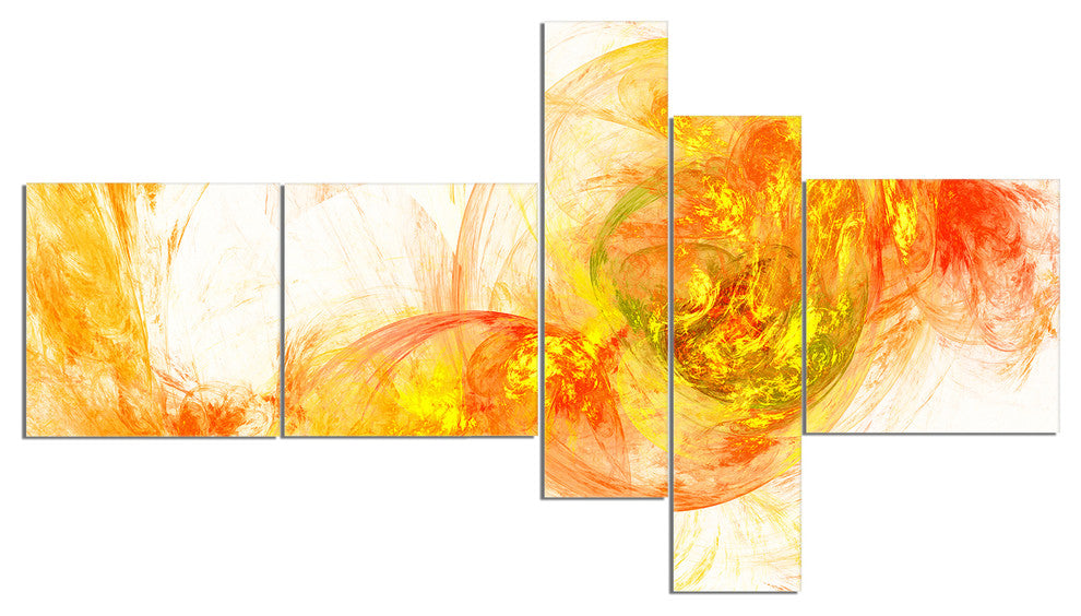 Colored Smoke Yellow, Abstract Canvas art print, 60"x32", 5 panels
