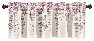 Weeping Flower Room Darkening Valance, Purple/Gray