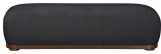 Calum Upholstered Bench, Black, Chenille Fabric, Brown Walnut Finish