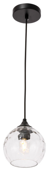 Black Finish And Clear Glass 1-Light Pendant