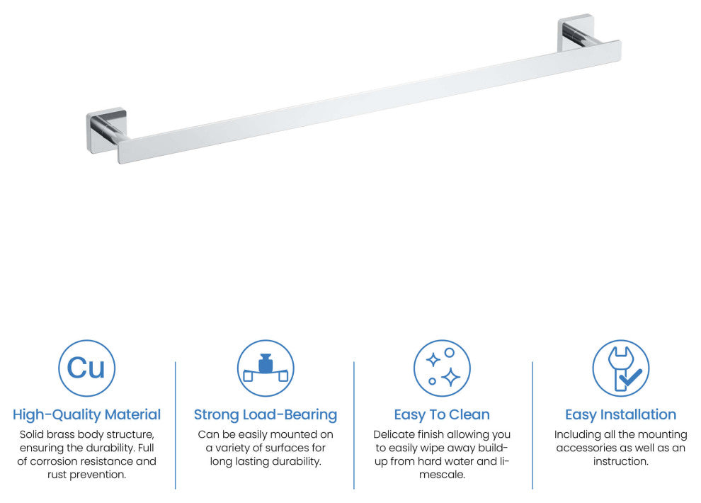 Blaze 24 inch Bathroom Towel Bar, Chrome