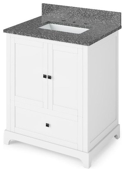 Addington Modern 30" White Vanity, Boulder Cultured Marble Vanity Top