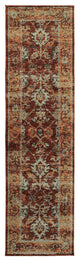 8' Runner Red and Gold Oriental Power Loom Runner Rug