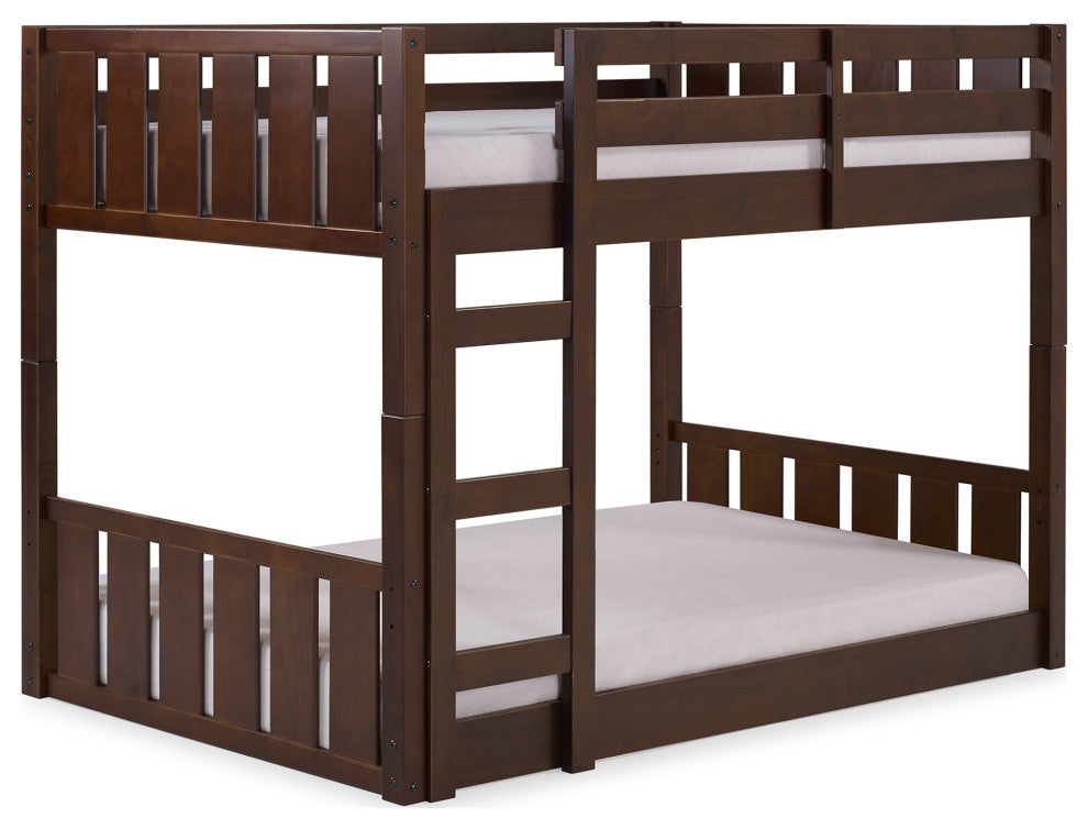Traditional Twin over Twin Solid Wood Stackable Slat Bunk Bed "“ Walnut